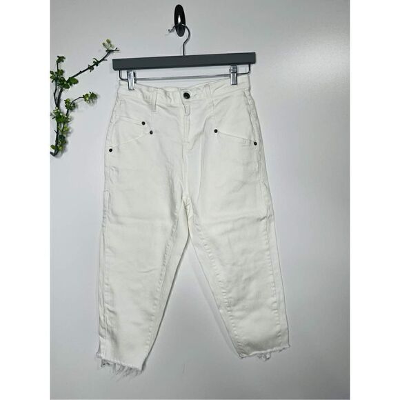 Helmut Lang White Crop Boyfriend Jeans Raw Hem - Picture 1 of 13